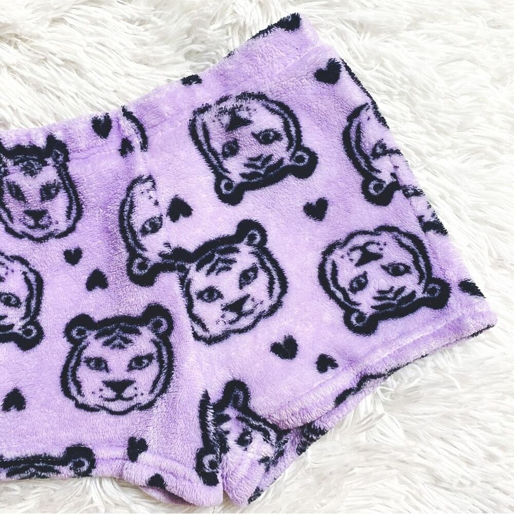 WONDER NATION • Purple + Black Tiger Print Fleece PJ’s Pajama Shorts
